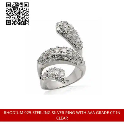 Rhodium 925 Sterling Silver Ring with AAA Grade CZ in Clear by@Outfy