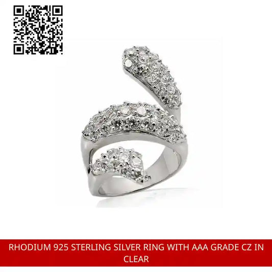 Rhodium 925 Sterling Silver Ring with AAA Grade CZ in Clear by@Outfy